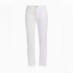 PAIGE High Rise Straight Leg White Jeans Crisp Denim